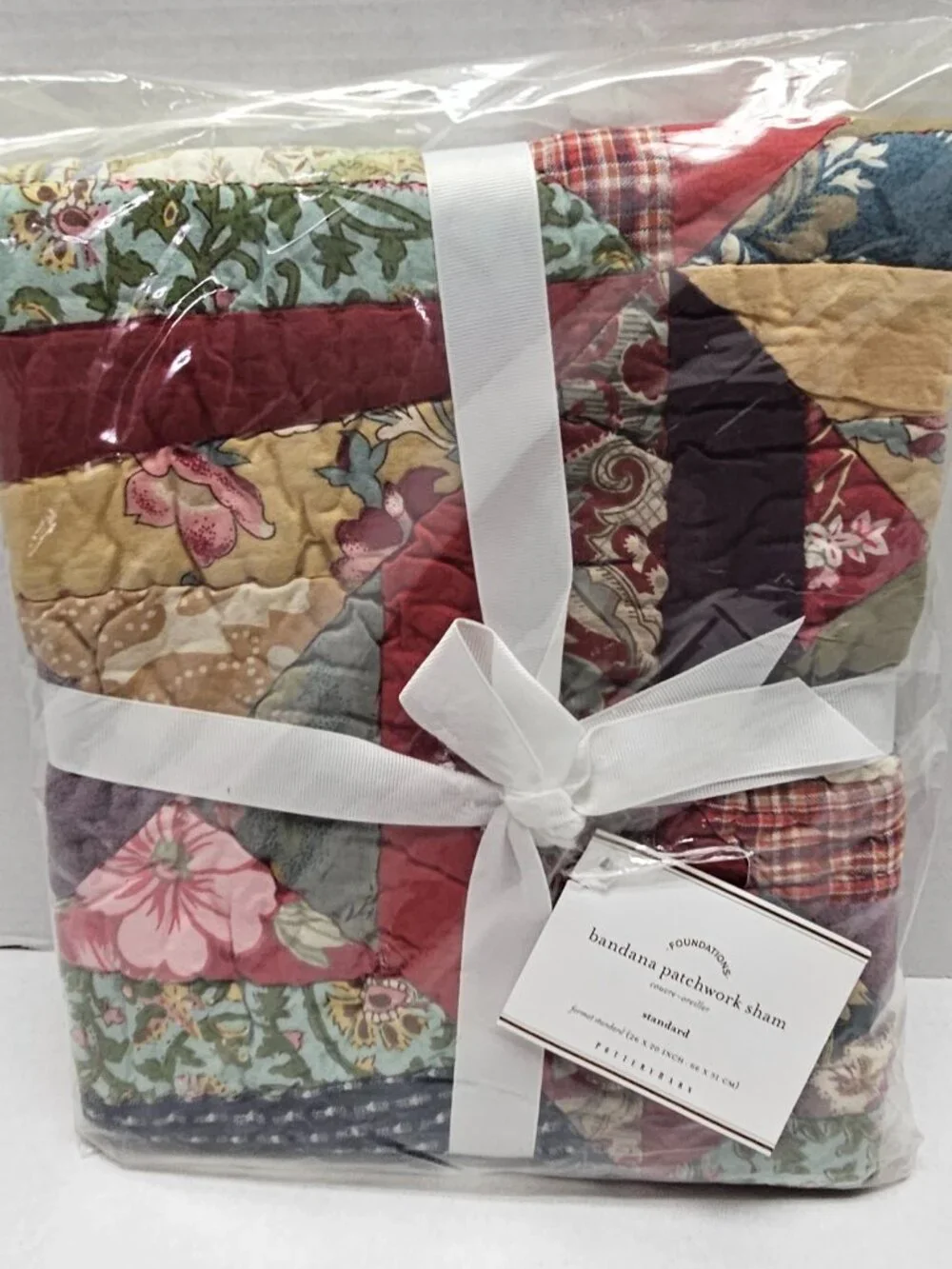 1 NEW Pottery Barn Bandana Patchwork Standard Sham Pillow Cover Quilt 1291152